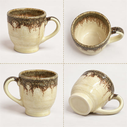 Coffee Mugs Set | Cream - Brown | 350 ml