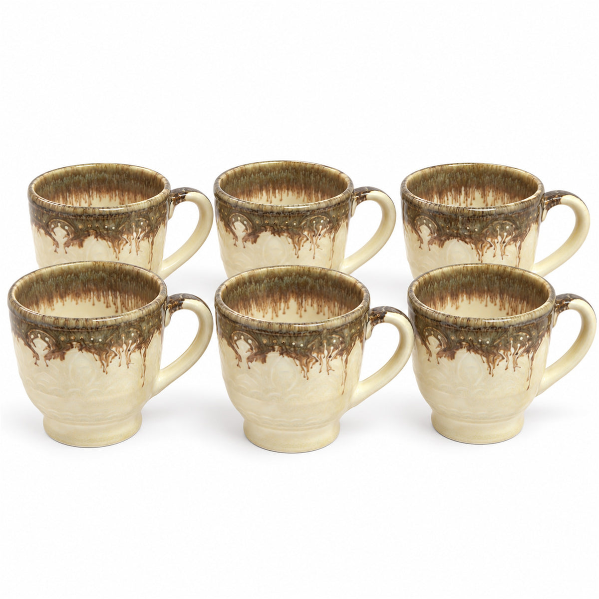 Coffee Mugs Set | Cream - Brown | 350 ml