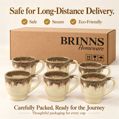 Coffee Mugs Set | Cream - Brown | 350 ml