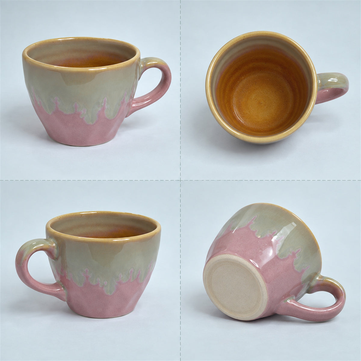 Coffee Mugs Set of 6 | Pink - Brown | 220 ml
